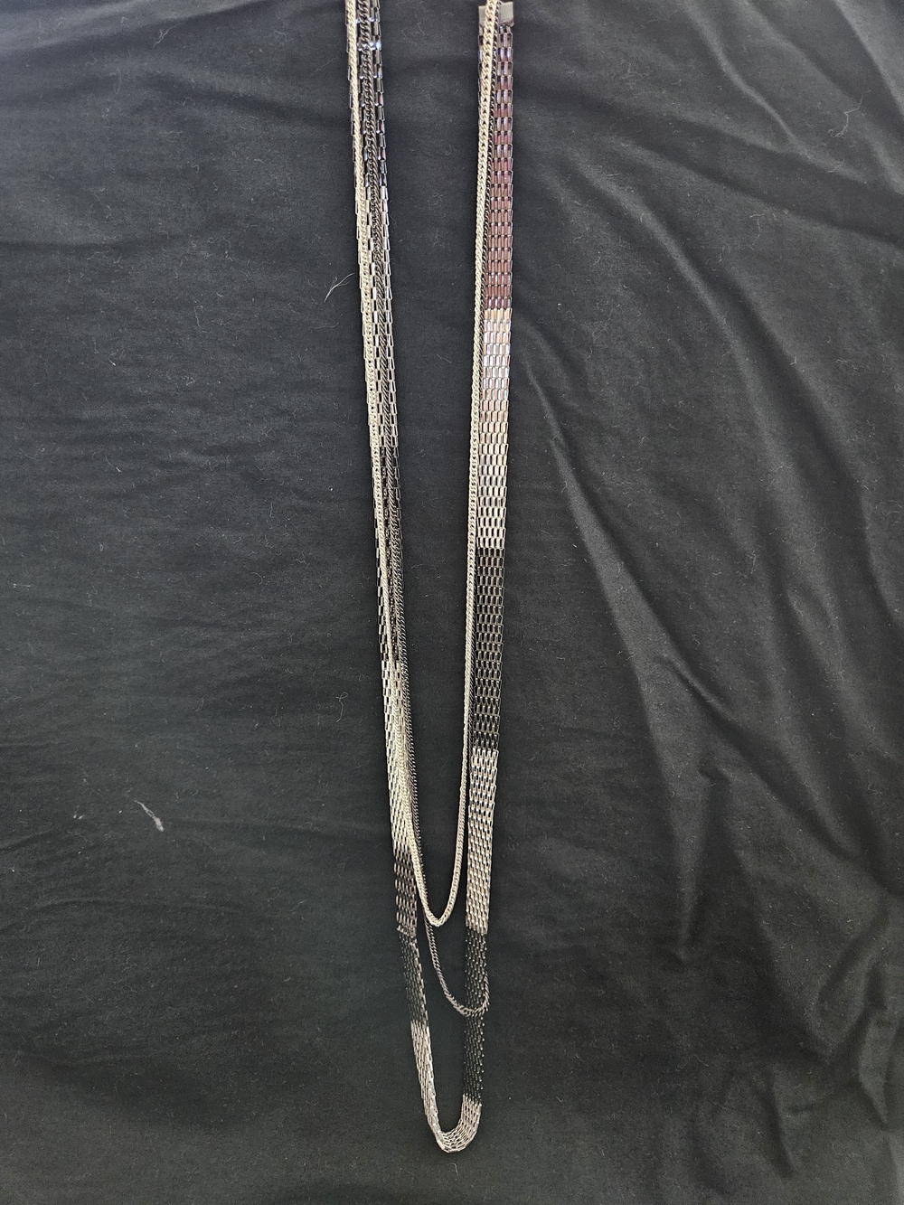 Source Unknown Layered Chain Necklace - Silver and Black